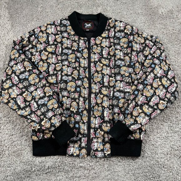 Infinity Chic Cats And Dogs Vintage 80s Bomber Jacket Womens One Size USA - Picture 1 of 8